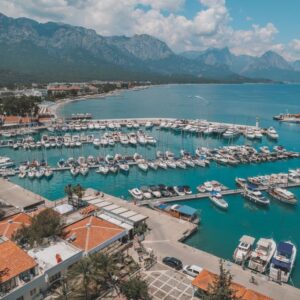 Kemer marina aerial view mountains