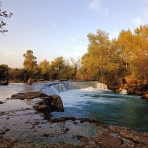 Manavgat waterfall flowing Turkey